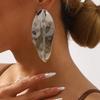 Exaggerated Glossy Metal Large Leaves Dangle Earrings for Women Ladies Temperament Stud Earrings Vacation Jewelry Accessories