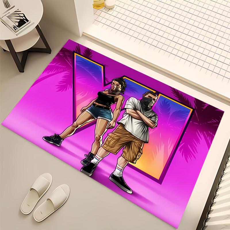 1pc Game Grand Theft Auto Print Area Rug - Soft, Washable Non-Slip Indoor Mat, Living Room, Home Office Decorative Rug,Office Decorative