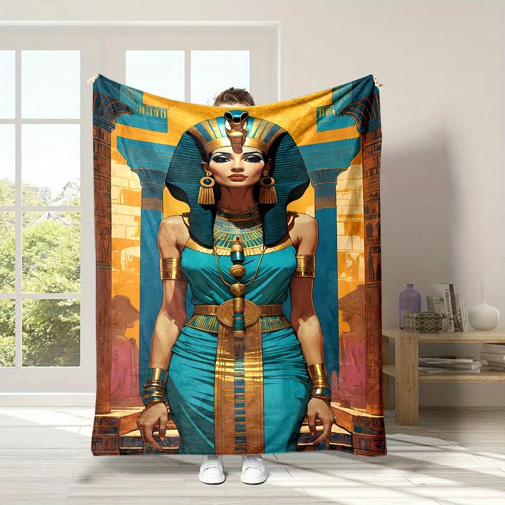 

Beautiful Egyptian Queen Pattern Flannel printed blanket suitable for all seasons suitable for living room office sofa travel 75x100cm