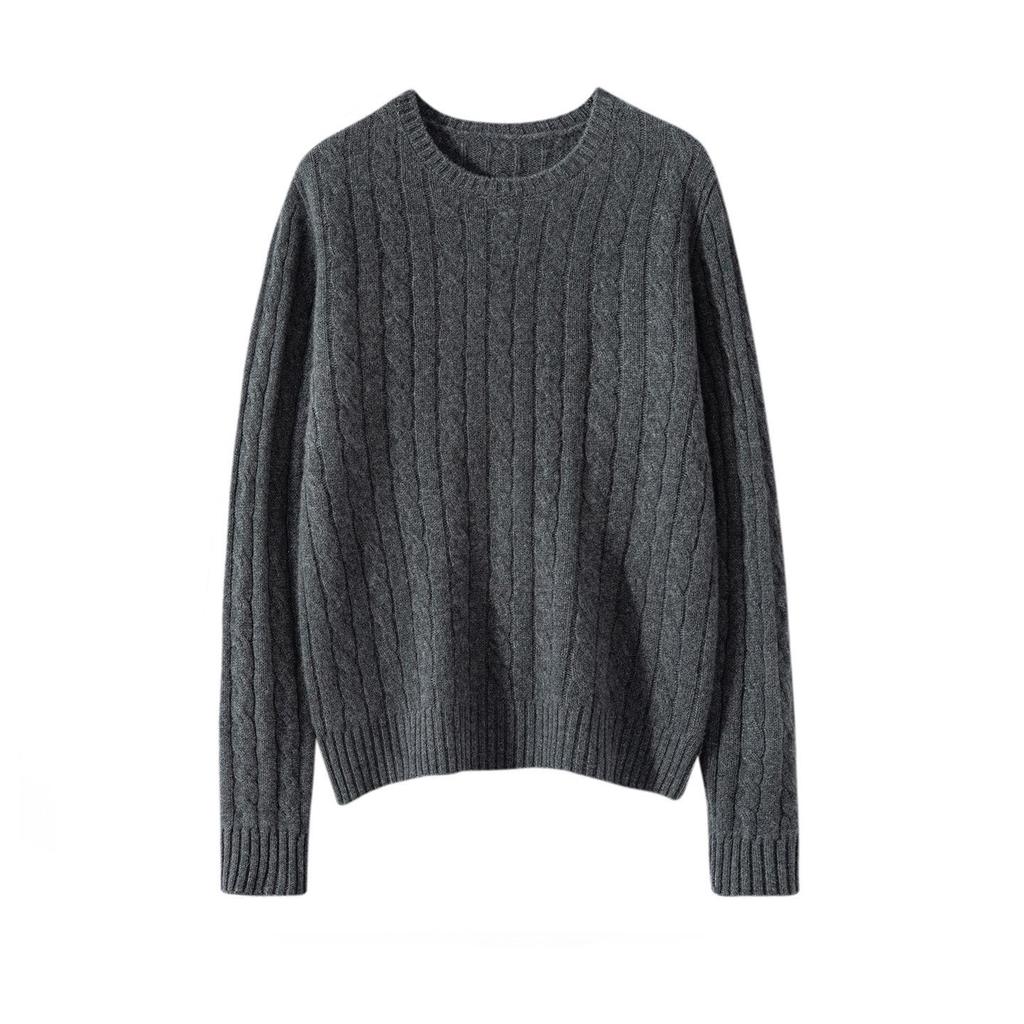 Women's Thickened Cable Knit Cashmere Sweater: Cozy & Versatile for Autumn and Winter