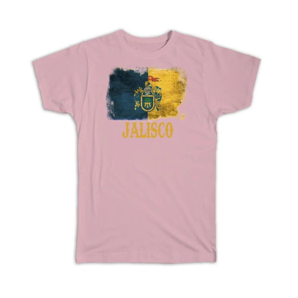 Gift T-Shirt : Jalisco Mexico Distressed Flag Vintage Mexican Expat Country 3XL