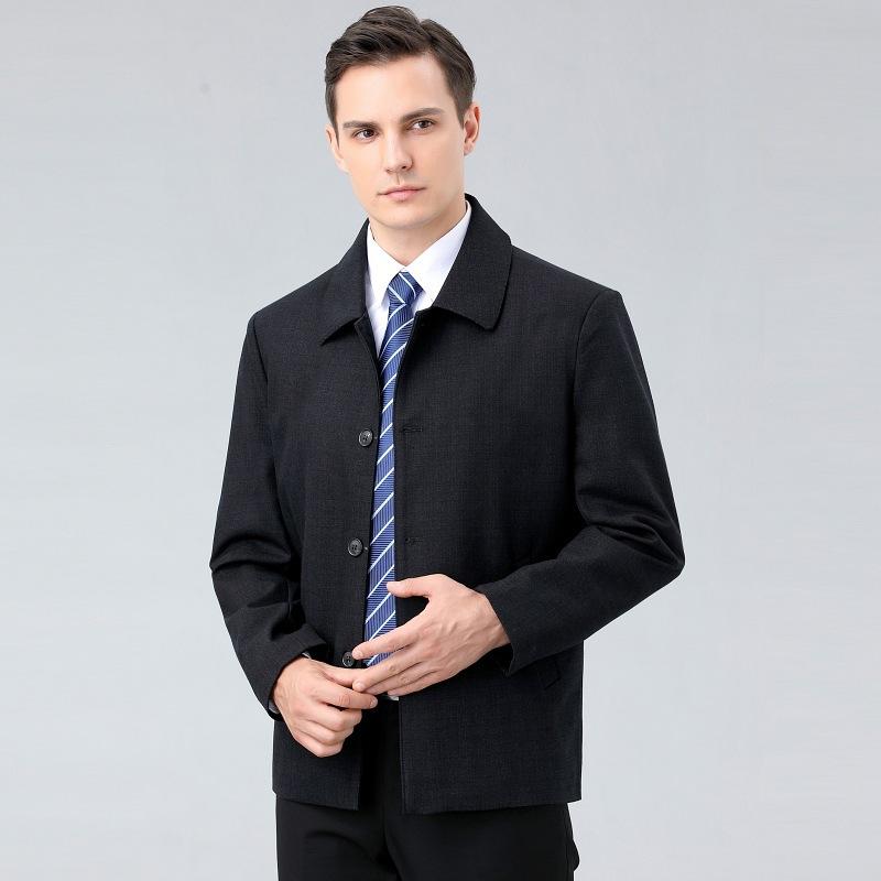 

Весеннее свободное мужское пальто с лацканами для мужчин среднего и пожилого возраста, новая повседневная мужская шерстяная куртка 195