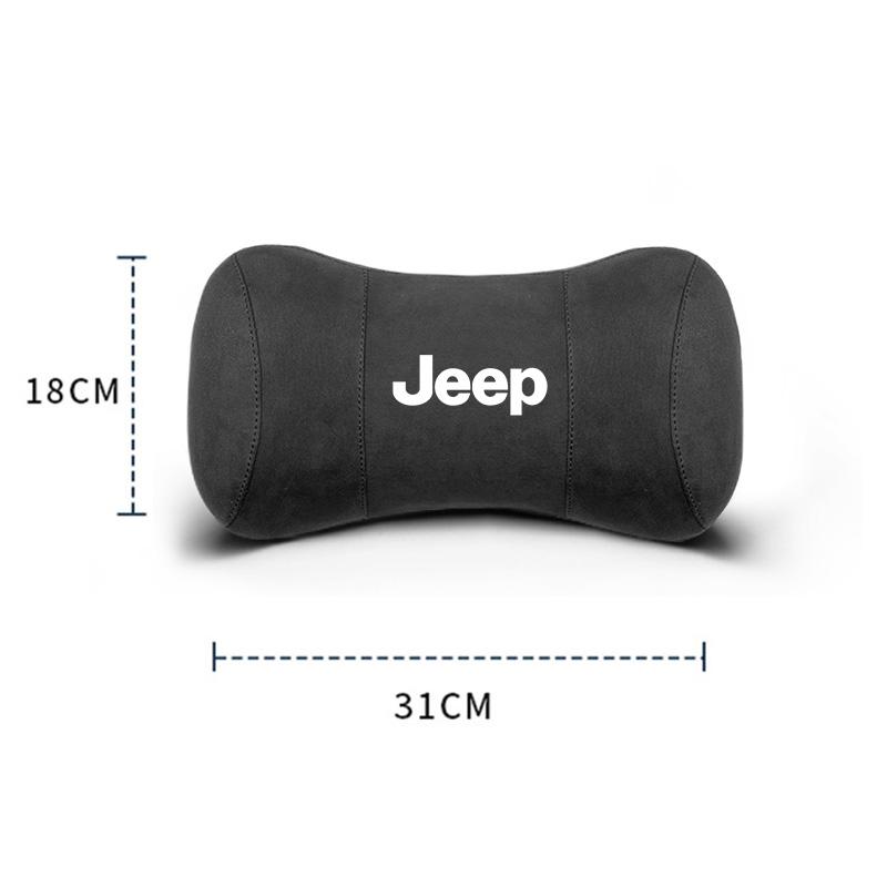 Car Suede Headrest Auto Logo Seat Neck Pillow Head Support For Jeep Grand Cherokee Wrangler JK Gladiator Compass Renegade Recon