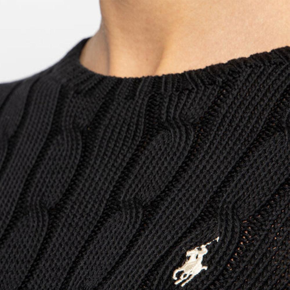 Polo Ralph Lauren FW21 Logo Chunky Knit Crewneck Sweater Women sweater Black 211580009-046
