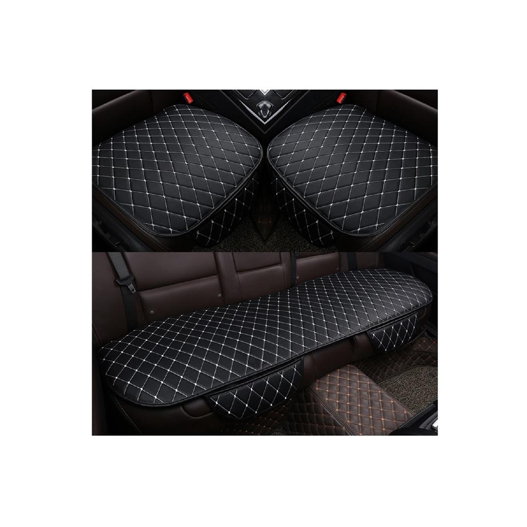 Car Seat Cushion Front And Rear Set 3 Pieces Add Style To Your Car Black Fabric Black