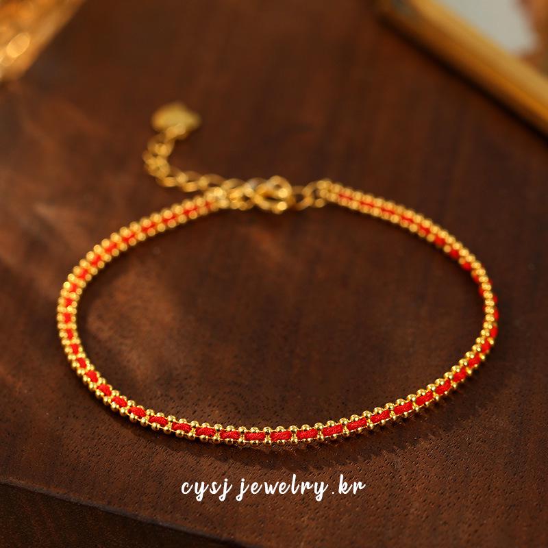 

Браслет из серебра S925 с красной нитью: Нишевая роскошь в корейском стиле для женщин, идеальный подарок для лучшей подруги 2025. золотой