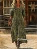 2026 Spring Retro V-neck Long-sleeved Plus Size Dress