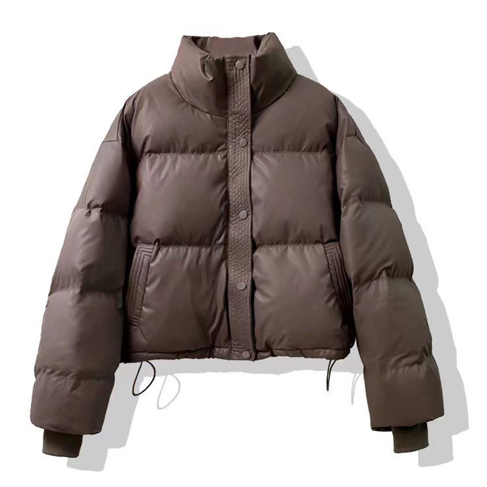 

Женская короткая свободная теплая куртка из хлопка с высоким воротником M