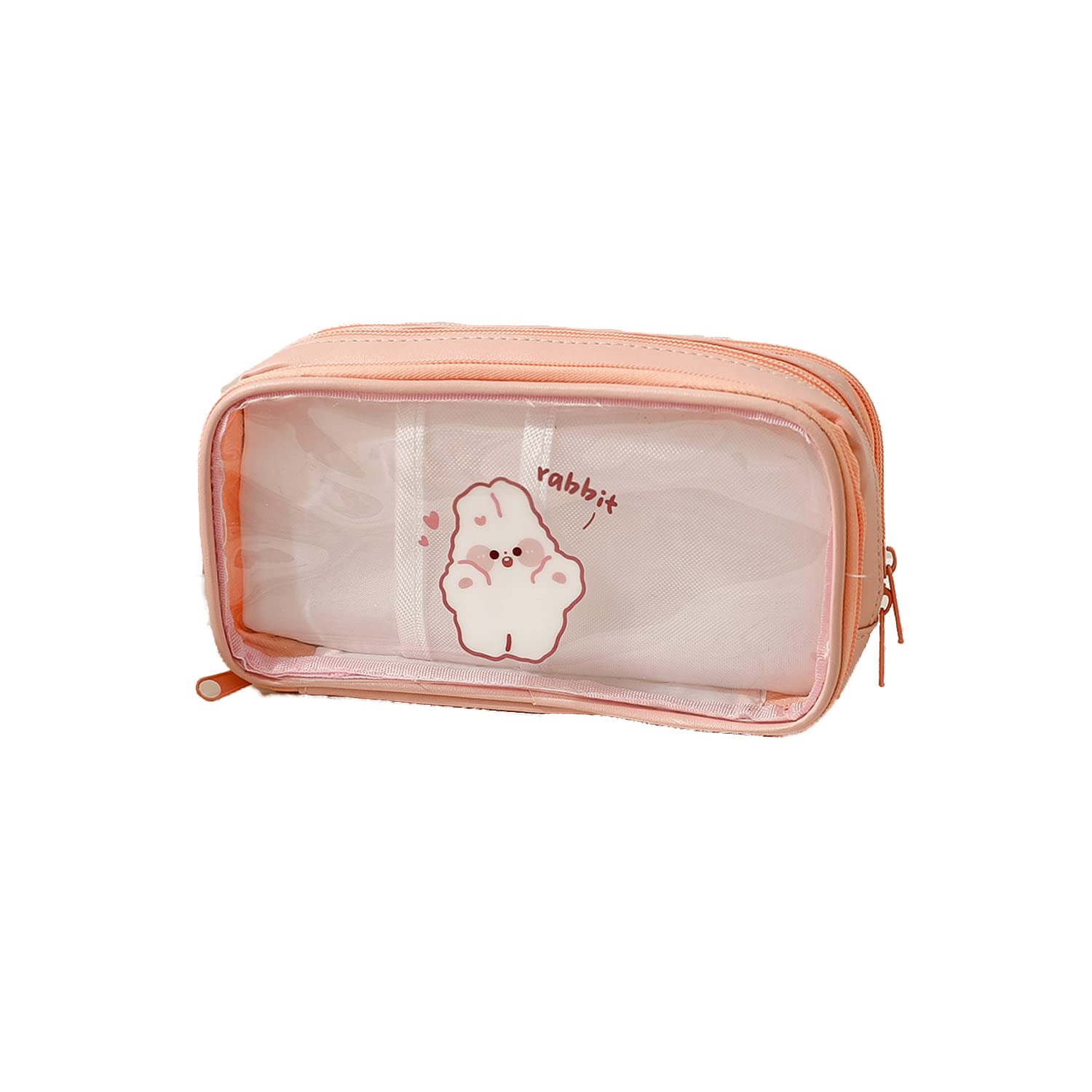 

Large Capacity Pencil Clear Pencil Pen Cute Bear and Rabbit Stationery Small Item Cosmetic Suitable for Junior High and College Boys and and Working розовый