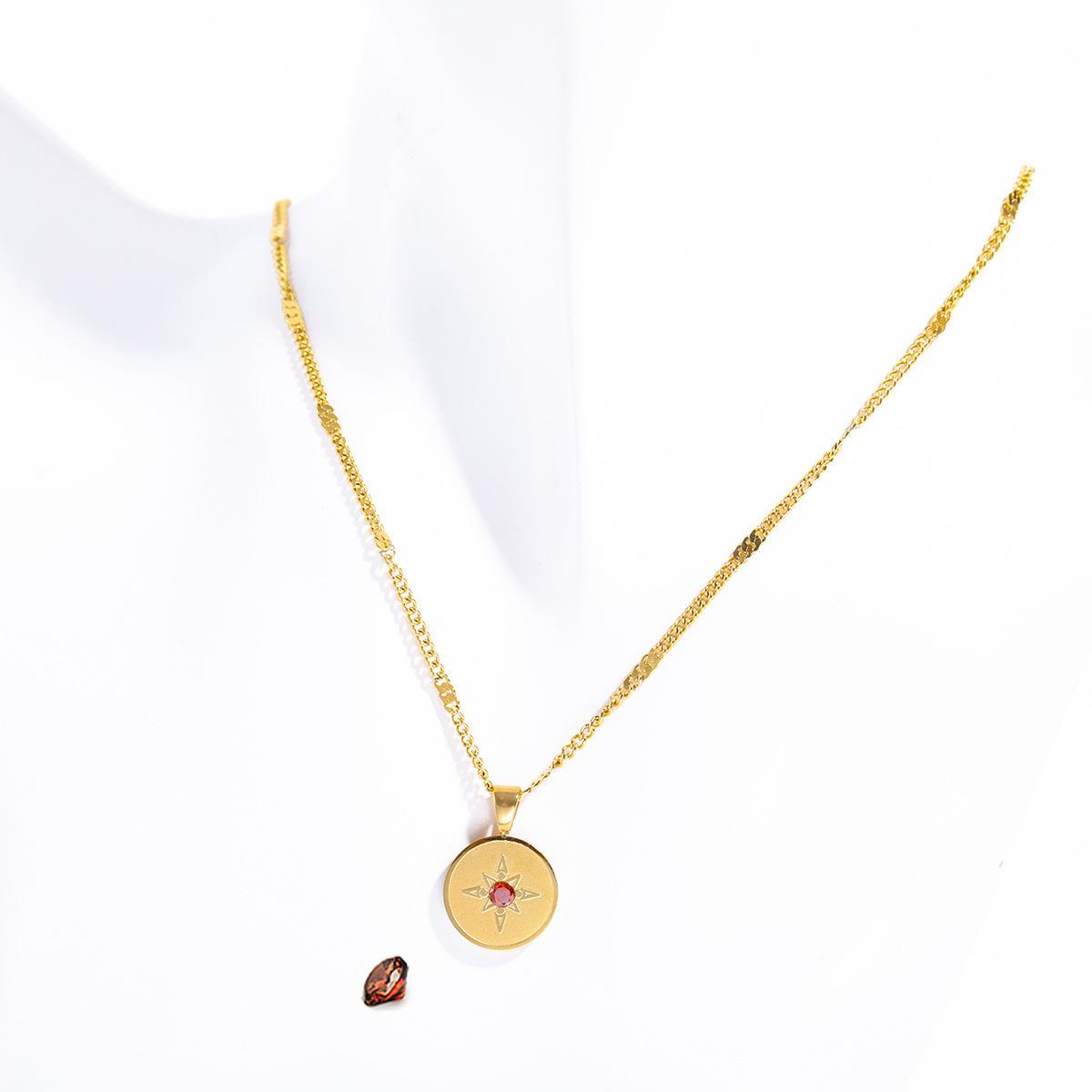 

12 Birthstone Necklace Wind Minimalist Birthstone Sweater Chain Electroplated 18K Gold