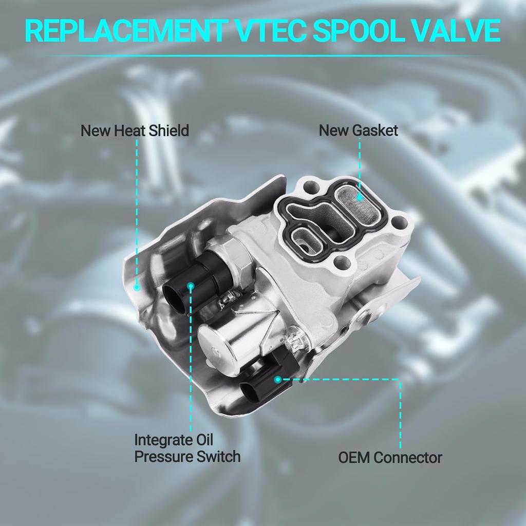 15810-RAA-A03 VTEC Solenoid Spool Valve with Oil Pressure Switch & Gasket - Fit for 2002-2011 Honda Acura - 2.4L Accord, CR-V, Element, 2.0L