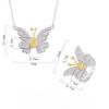 Mikro Łańcuszek Obojczykowy Cytryn Cyrkonia Kolczyki Sztyfty Motyl Żółty Diament Motyl Naszyjnik z Diamentem Kolor Złoty Wisiorek Pierścionek