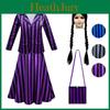 Polyester Wednesday Addams Enid School Uniform Cosplay Dress For Kids