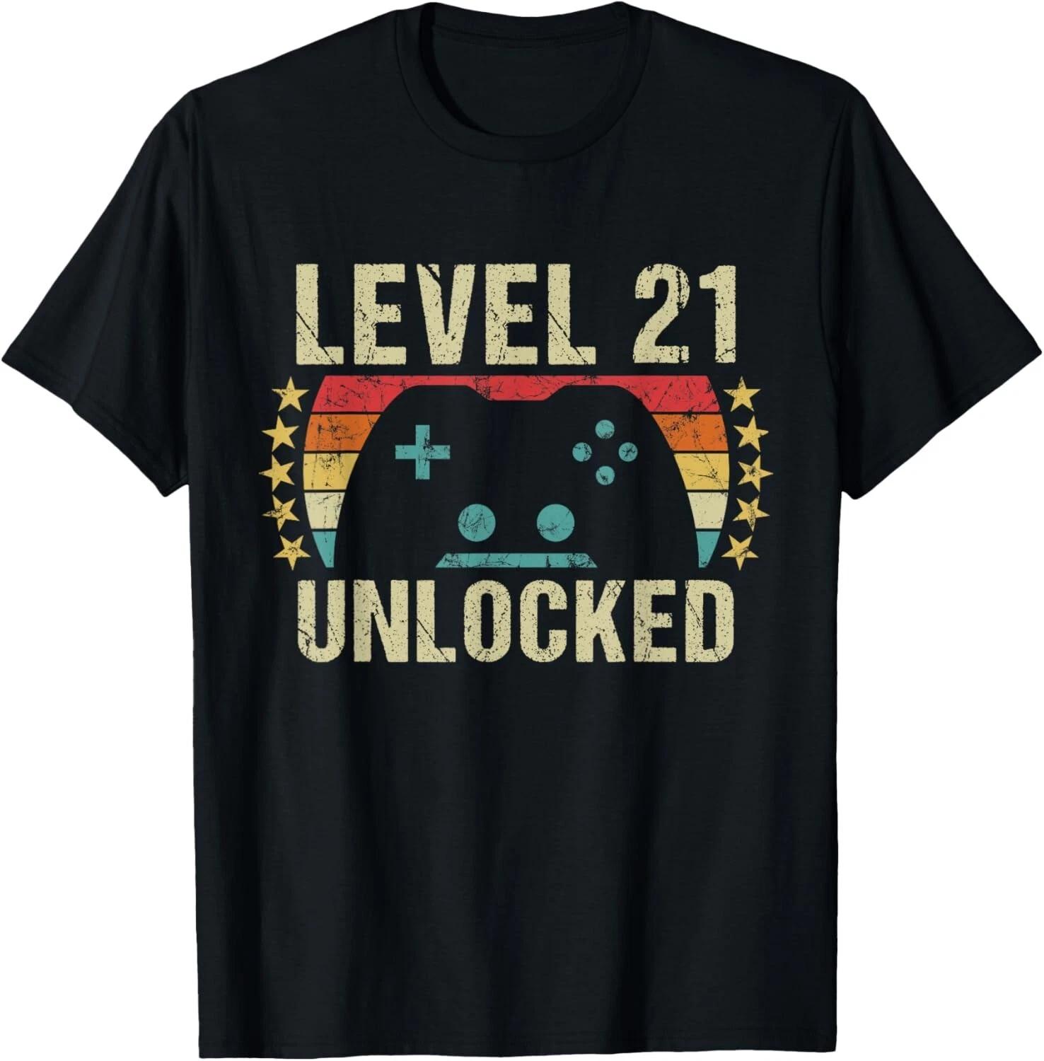 Gaming Vintage 21st Birthday Gift 21 Year Old Boy Girl Gamer Gift Unisex T-Shirt XL