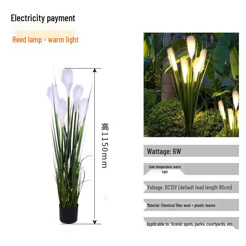 Solar LED Fiber Optic Reed Lamp for Outdoor Landscaping