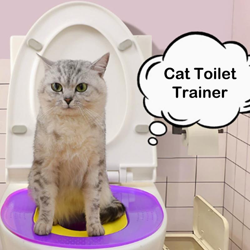 Sistema di addestramento al WC per gatti Kit di addestramento al WC per gatti Insegna a Usare Sabbiera Riutilizzabile per Gatti Sedile WC Kit di Addestramento Strumento Sedile di Addestramento