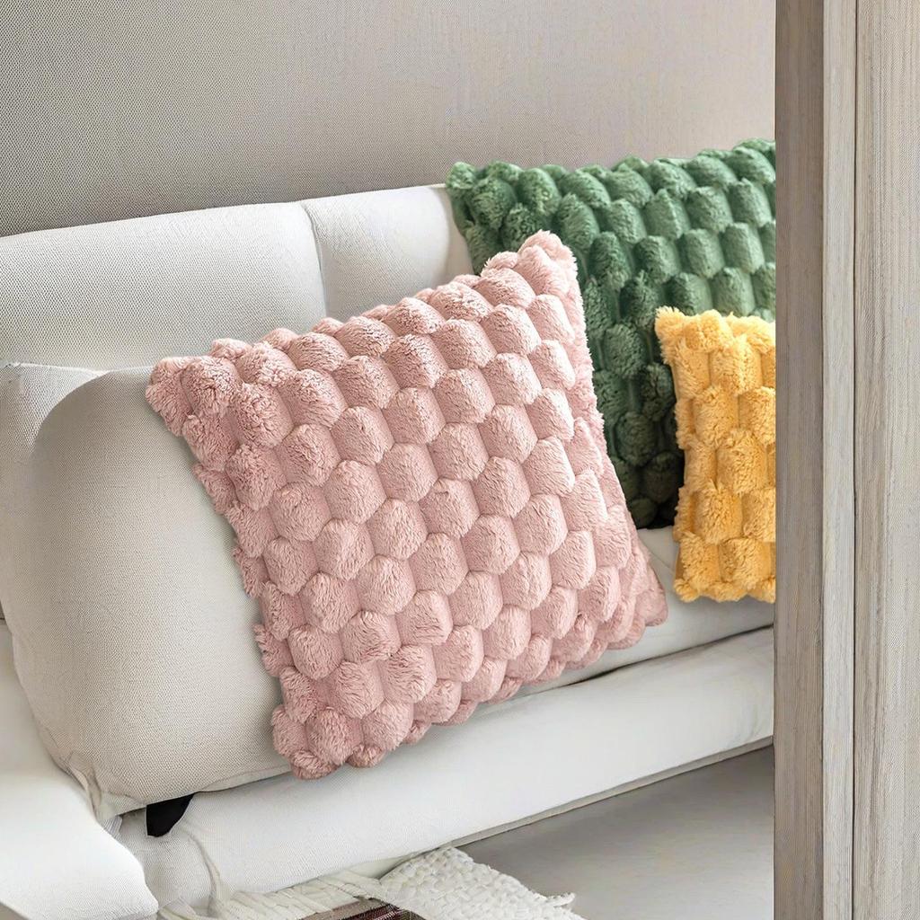 Imitation Rabbit Fur Cushion Cover - Plush Pineapple Pattern for Sofa or Bedroom