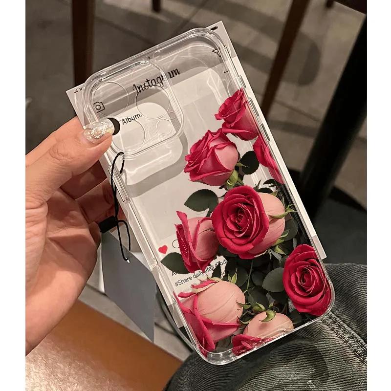Flower Transparent Phone Case For Motorola Moto Edge 40 Pro G53 G30 G32 G73 G72 G71 G22 G52 G60 G60S G9 Play Plus Floral Cover