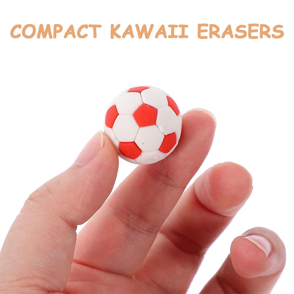 INOOMP Mini Soccer 3D Soccer Ball Pencil Erasers for Learning Sports Party Souvenirs 12-Pack Erasers, Shaped, Kids, Supplies, Stationery,