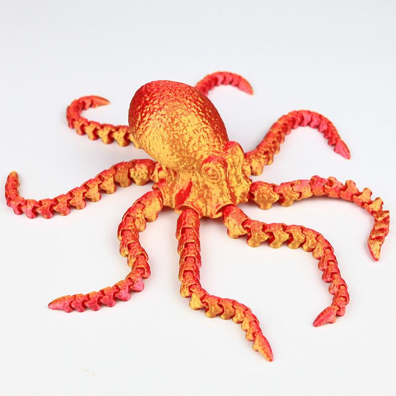 3D Printed Articulated Octopus Poseable Tentacles Desk Toy Pla Sculpture For Kid Jointed Body Decorative Toy