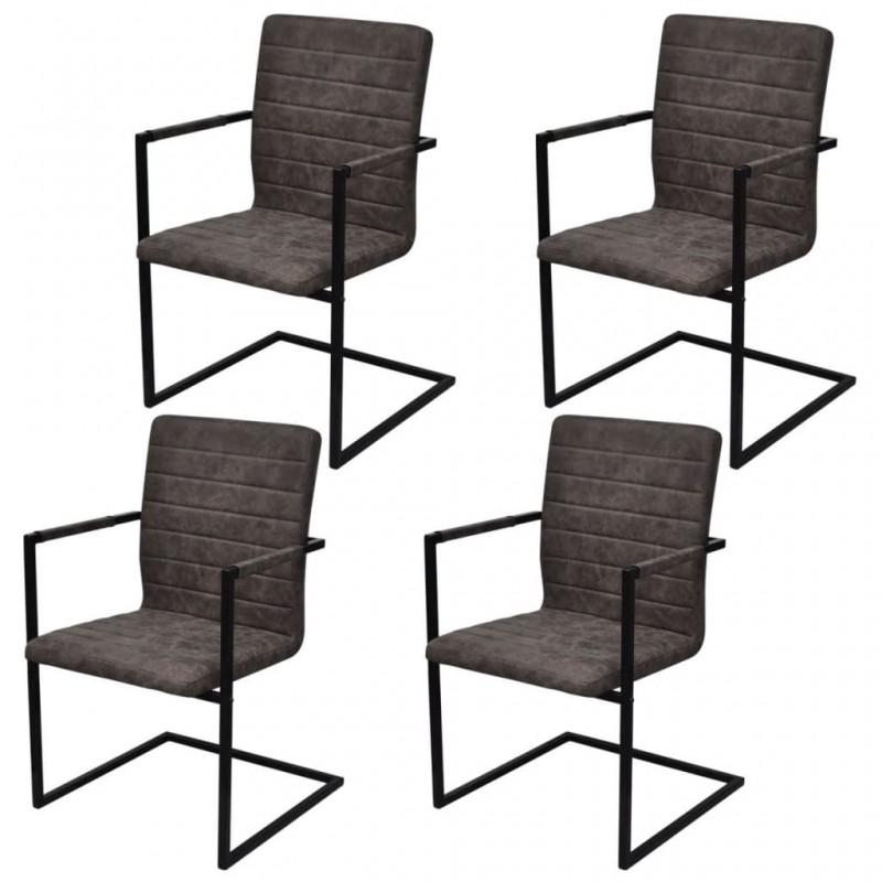 Day and Night - Day and Night Cantilever Dining Chairs 4 Pack Brown Faux Leather