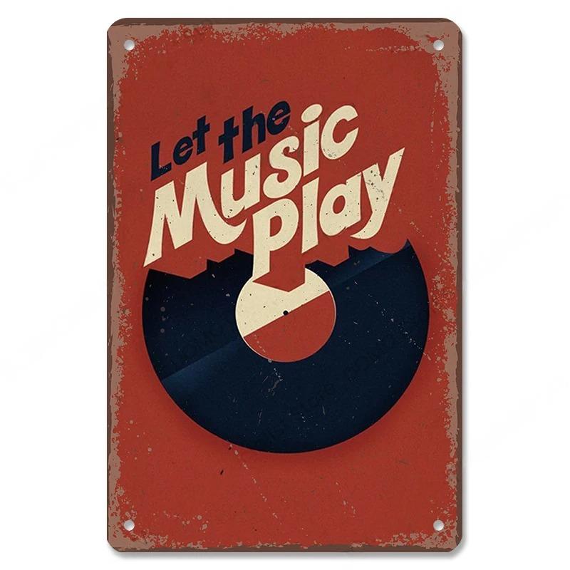 Vintage Music Posters Metal Tin Signs Retro Metal Plate Music CD Radio Guitar Singer Bar Club Wall Decor Living Room