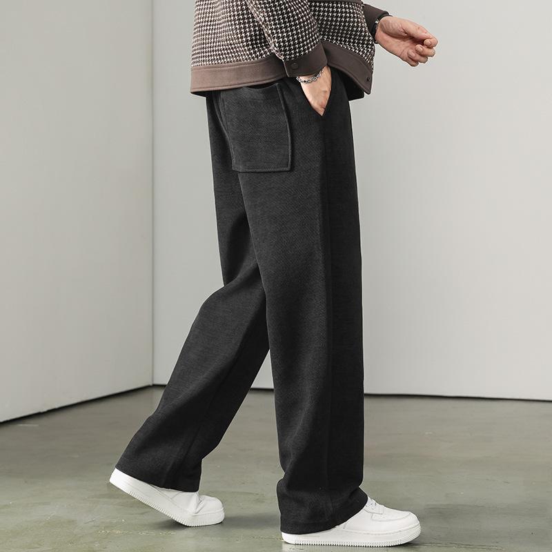 Autumn light luxury straight casual pants men's new high-end drawstring long pants are supple