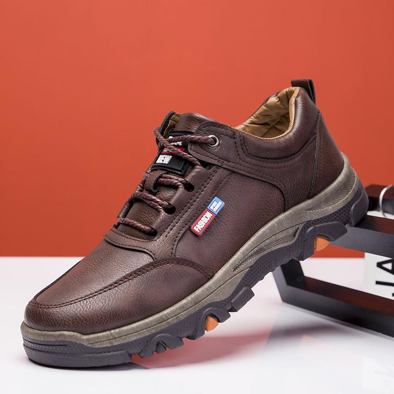 Leather shoes fashionable versatile simple men's shoes business leather sports shoes outdoor hiking shoes men