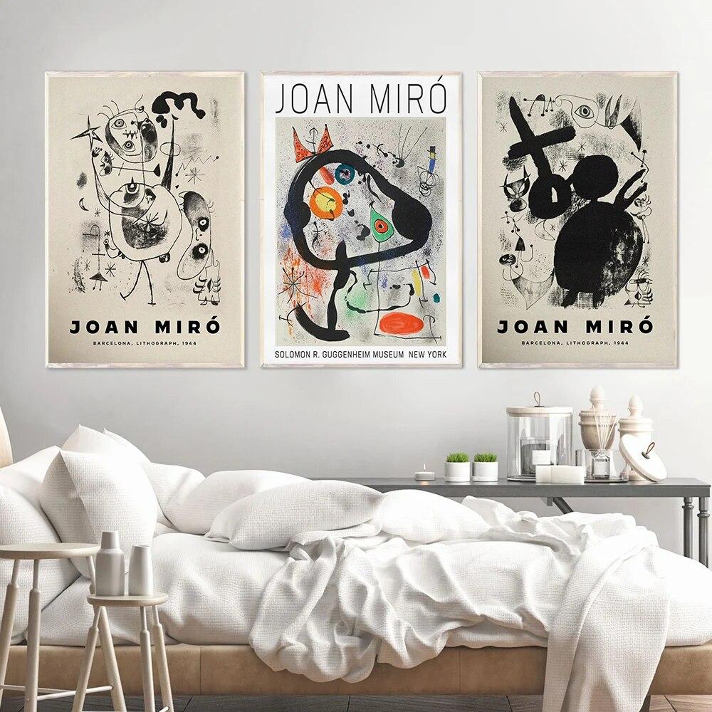 Joan Miro Vintage Abstract Expoziție Artă de Perete Pictură pe Pânză Postere și Printuri Nordice Imagini de Perete pentru Living Decor Acasă Fără Ramă