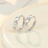 925 Sterling Silver Small Hoop Earrings For Women Luxury Elegant Love Heart Cubic Zirconia Earring Classic Party Wedding Jewelry