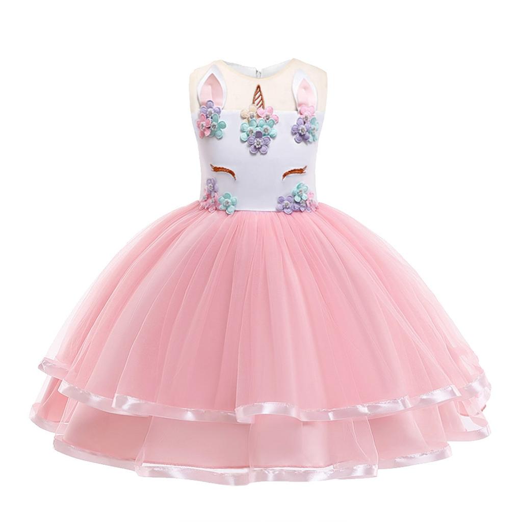 Unicorn Tutu Dress for Girls Princess Cosplay Costume Cotton Tutu Skirt Pink 140cm 8-10 Years