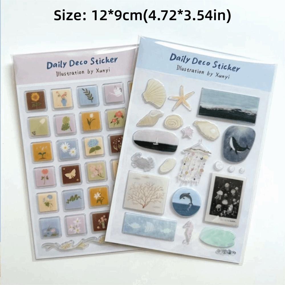 Self-adhesive Decoration 3D Jelly Stickers Cartoon Ocean World Journal Stickers  Tablet Computers
