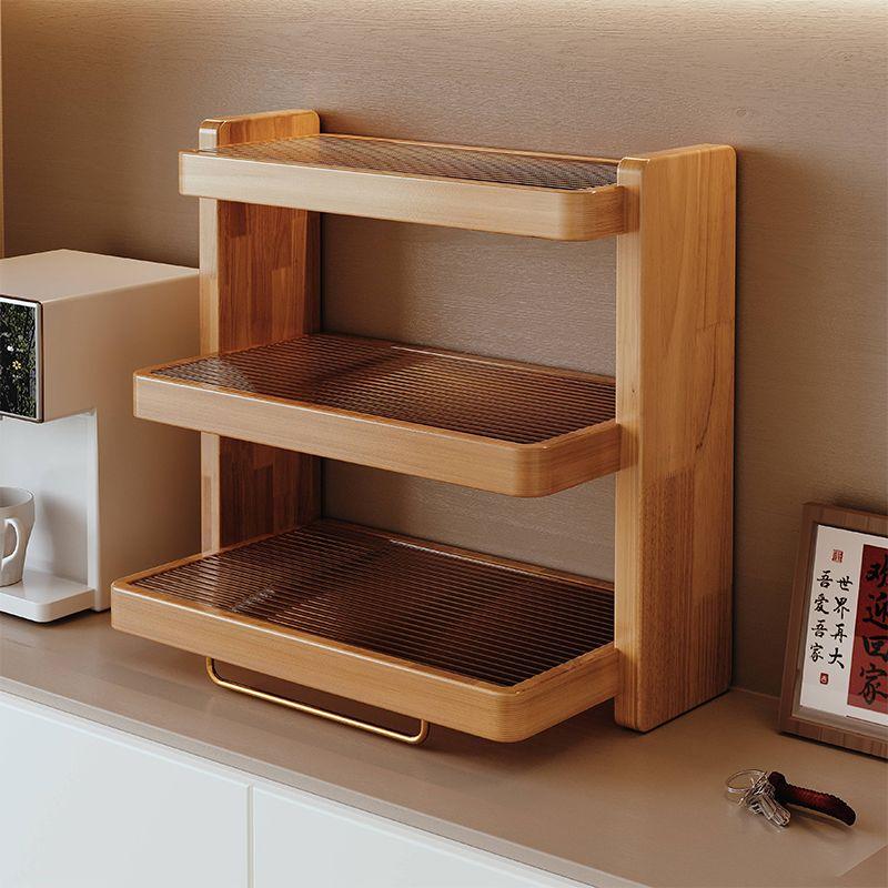 Solid wood table shelf, countertop cup storage rack, trapezoidal acrylic water cup rack, coffee cup sorting and storage
