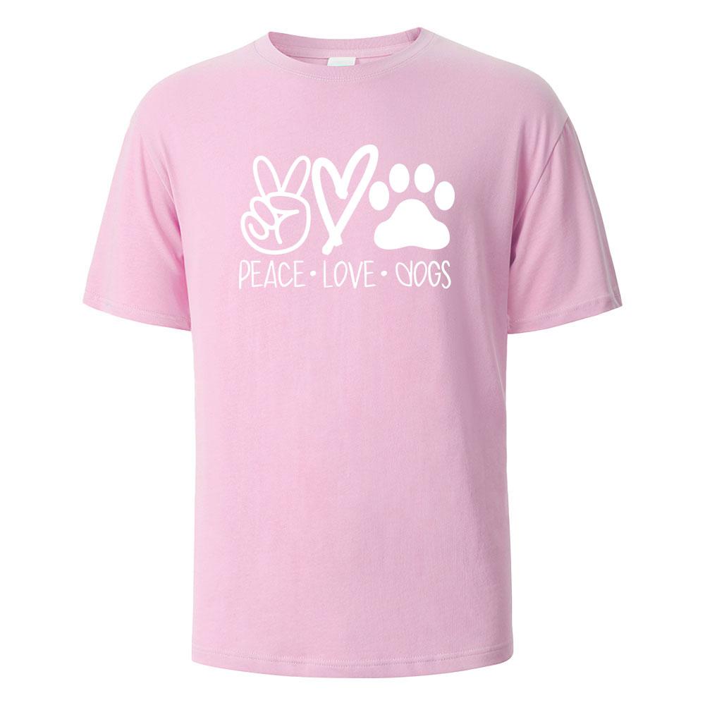 

Men s Printed T-Shirt Peace Love Dogs Streetwear 100%Cotton Tops For Men Women Summer Breathable Short-Sleeved O-neck Basic Tees 4XL
