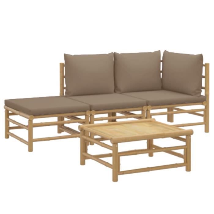 VidaXL Garden Lounge Set 4 Pcs with Taupe Cushions Bamboo 3155112