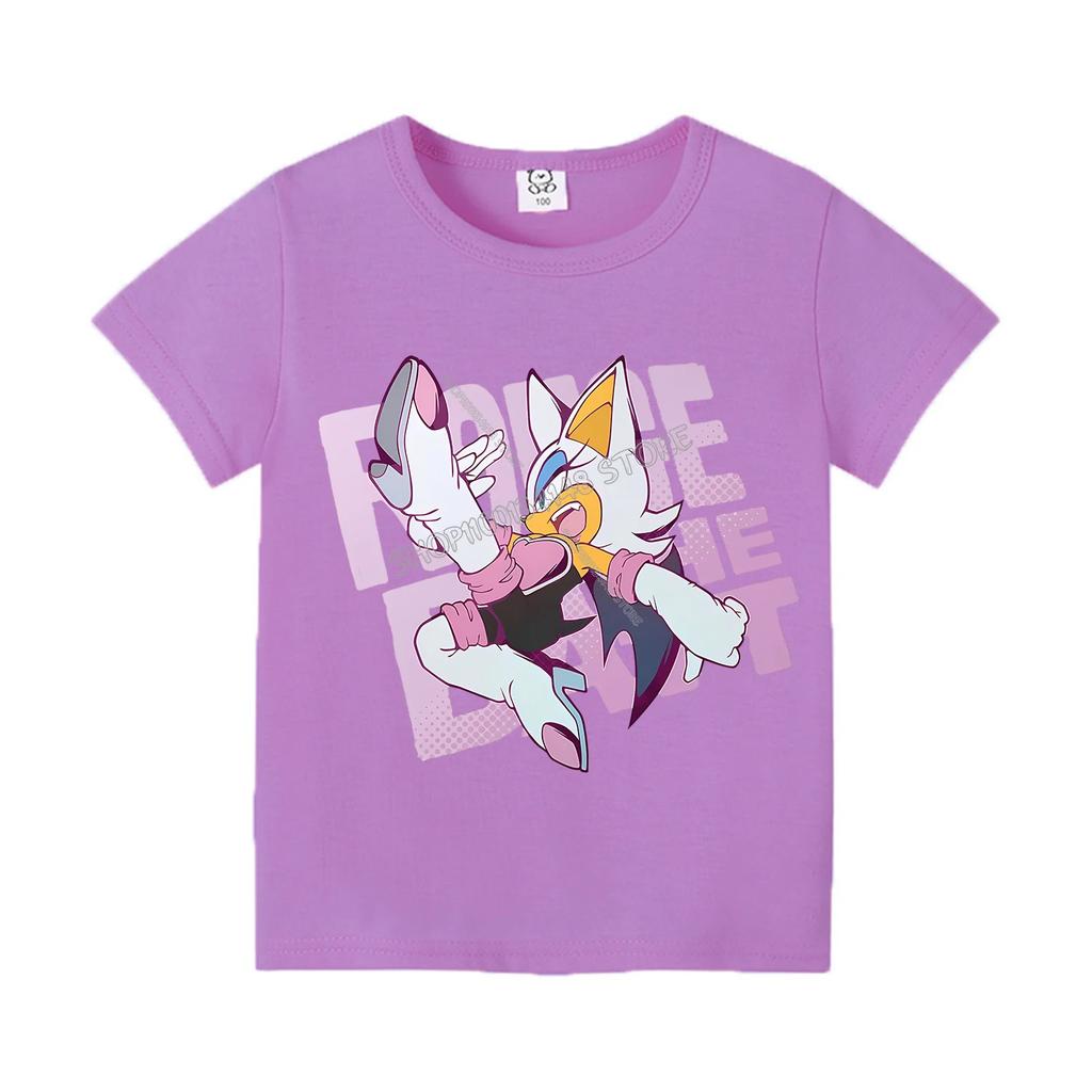 Sonics Cartoon T-shirt for Children Round Collar Clothing Kids Anime Partern Short Sleeve Clothes Fashion Sunmer Tee Top Gift
