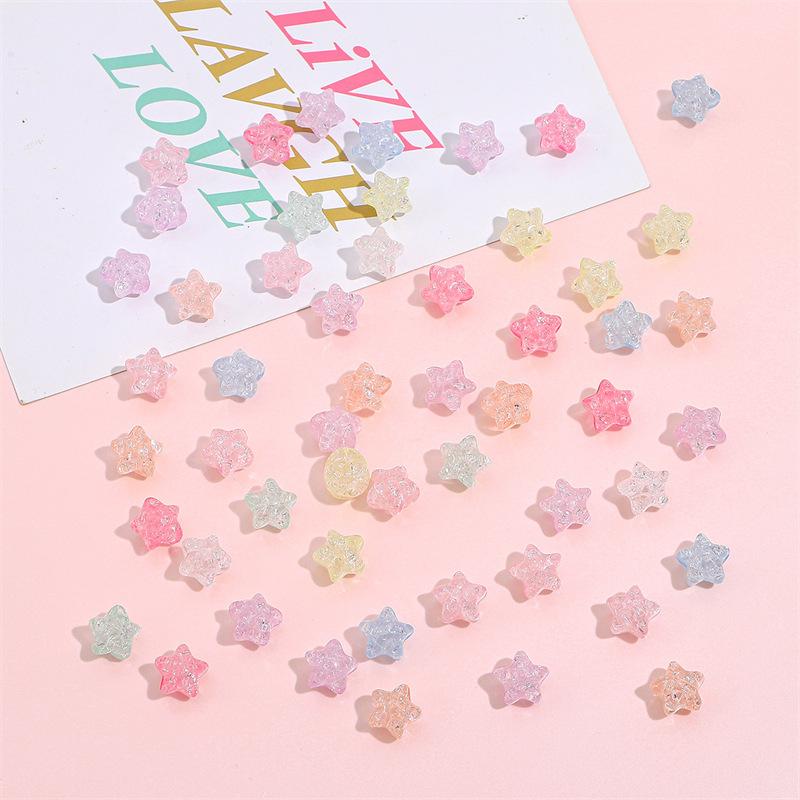 Handmade Bracelet Beads Color Acrylic Pentagram Pop Beads Cracked Beads Loose Beads Handmade DIY Bracelet Hand String Beads Jewelry Accessories