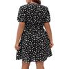 Damen Plus Size Gänseblümchen Blumenmuster Kleid V-Ausschnitt Puffärmel A-Linie Minikleid