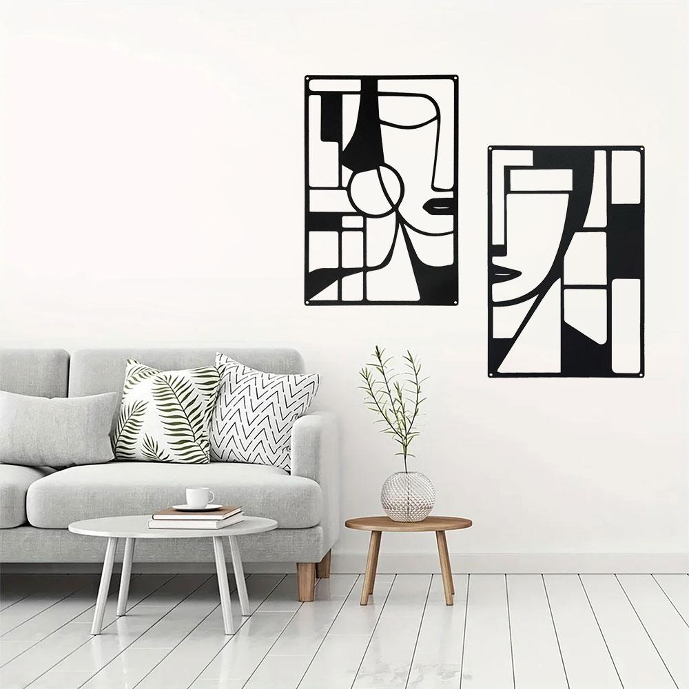 Abstract Metal Wall Art - Easy to Install Hanging Geometric, Lines, Shapes, Artistic, Bedroom, Blacksmith, Handcrafted