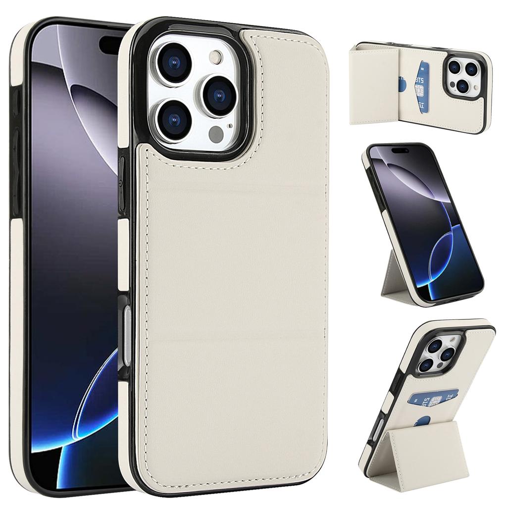 Vertical Kickstand Cards Solt Wallet Leather Case For iPhone 16 Pro Max 15 Plus 14 13 12 11 Xs MAX Se Triple Fold Stand Cover