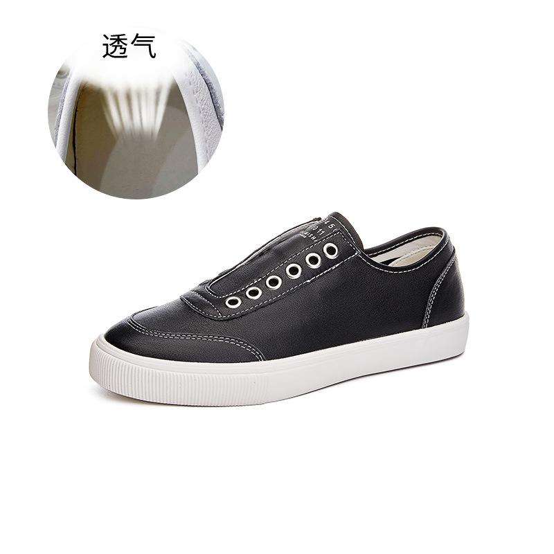 

Первый слой из коровьей кожи, белые туфли, женские, весна 2025, новые туфли на плоской подошве, универсальные туфли с одной педалью, повседневные, универсальные женские туфли 35 чёрный