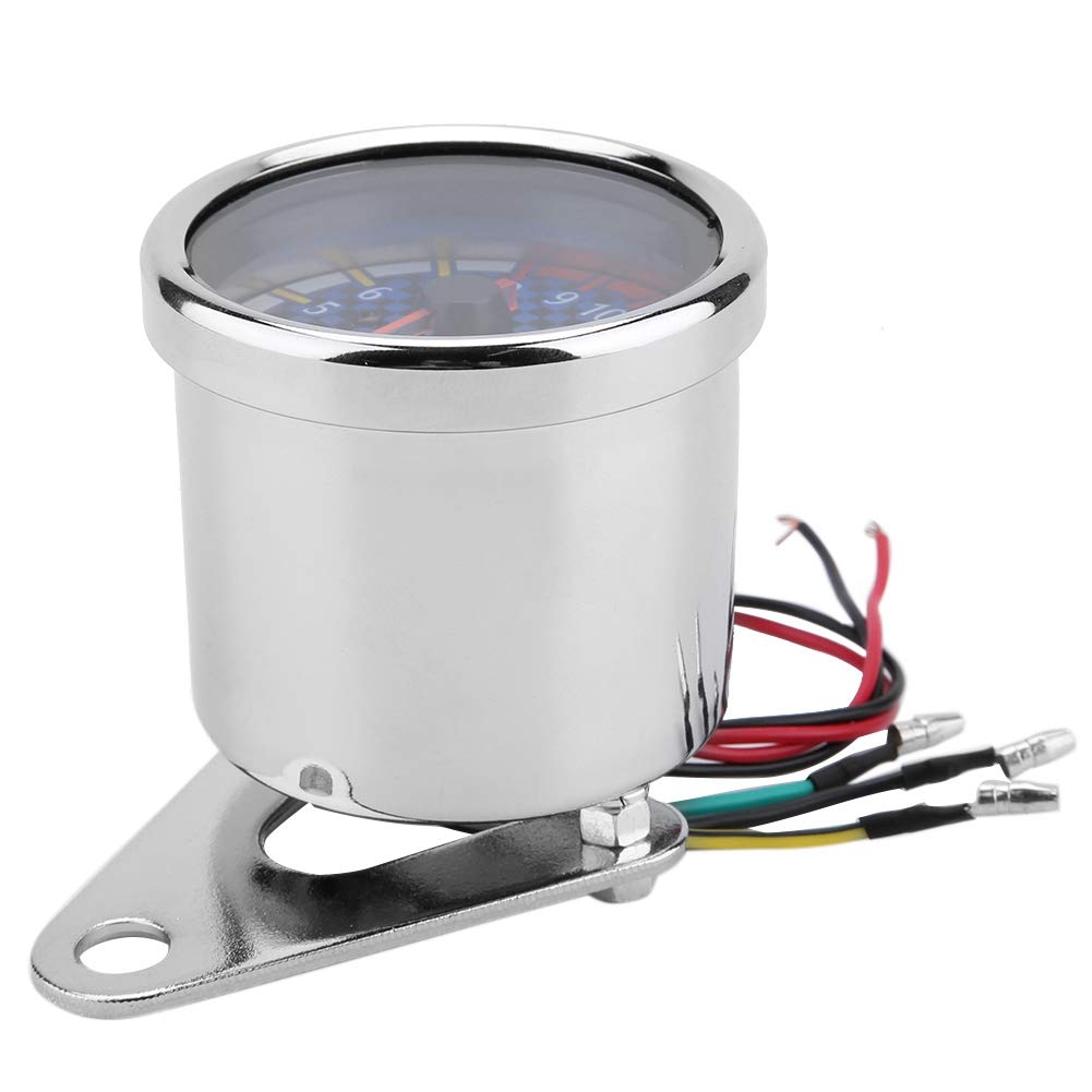 Elerose Motorcycle Tachometer, Universal 16000rpm LED Display Tachometer Electronic Tachometer Gauge
