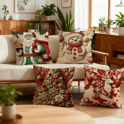 Santa Claus Reindeer Snowman Ww Cushion Cover Best Home Office Coffee Pillow Sofa Printing Decoration Room Shop Car Nordic Hit