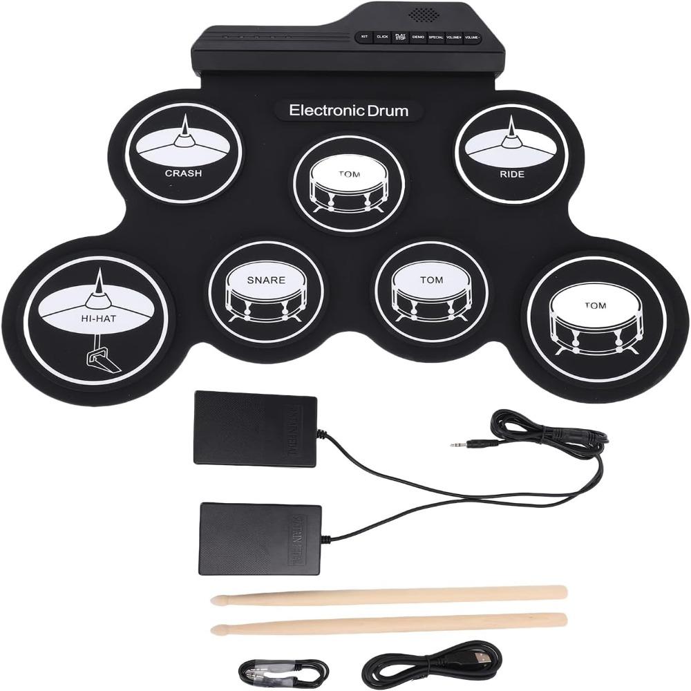 Silicone Material Roll Up Drum Kit 7-Pad Electronic Drum Kit Portable Drum Set  Practice Pad