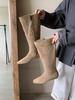Low-heeled suede square-toed boots for women, new in autumn and winter, but knee-high boots, sleeves, fashion boots for women