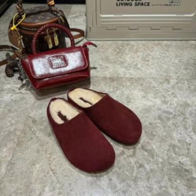 Baotou half slippers women's new autumn and winter piled thickened versatile warm wool cotton slippers