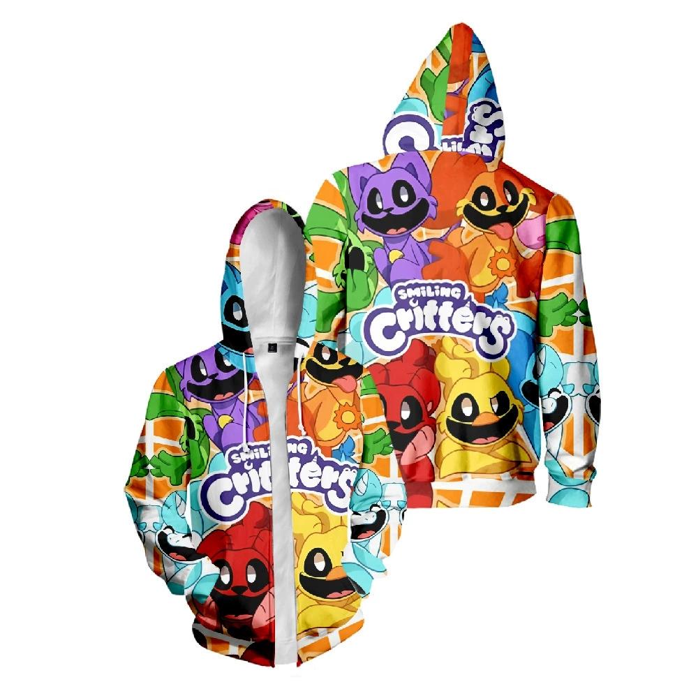 Felpa con cerniera Smiling Critters Uomo Donna Manica Lunga Pullover Top Felpa Regalo