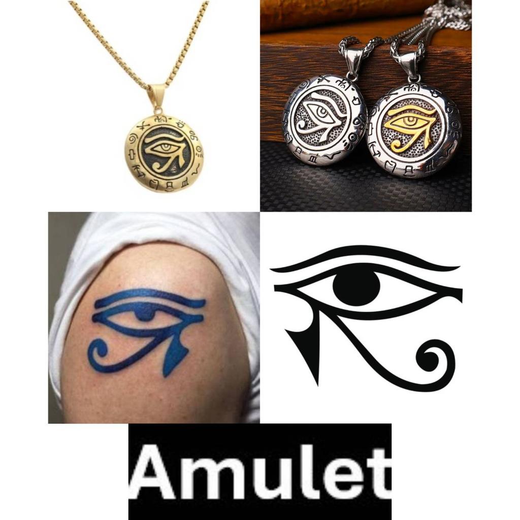 Naszyjnik Wisiorek Amulet Talizman Oko Horusa Starożytny Egipt Egipski Leczenie Ochrona Biżuteria ze Stali Nierdzewnej Prezent Hip Hop Rock Goth Gotycki