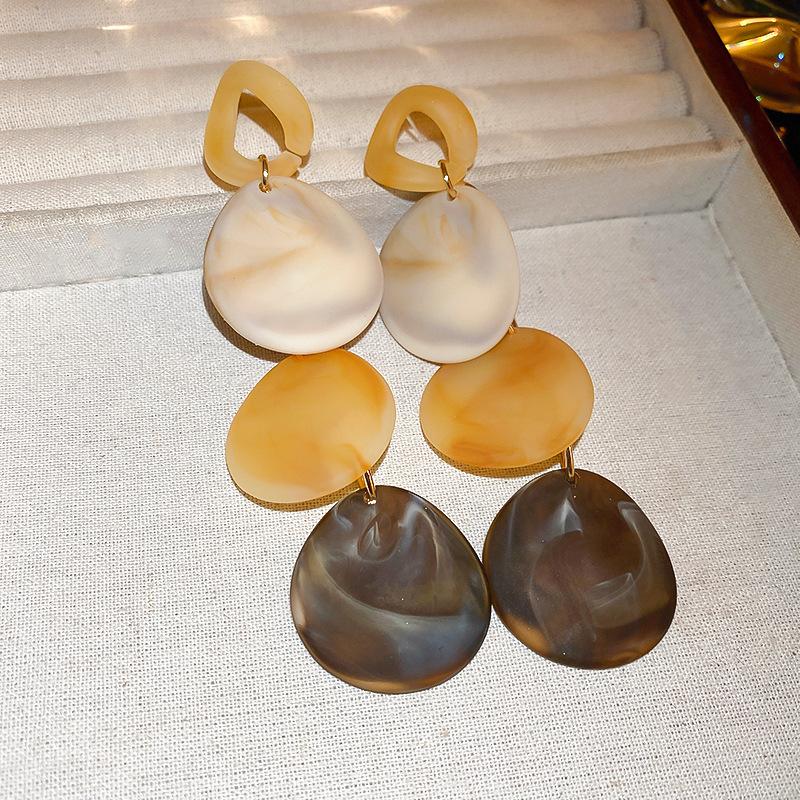 Exaggerated acrylic water drop long fringed silver needle earrings earrings