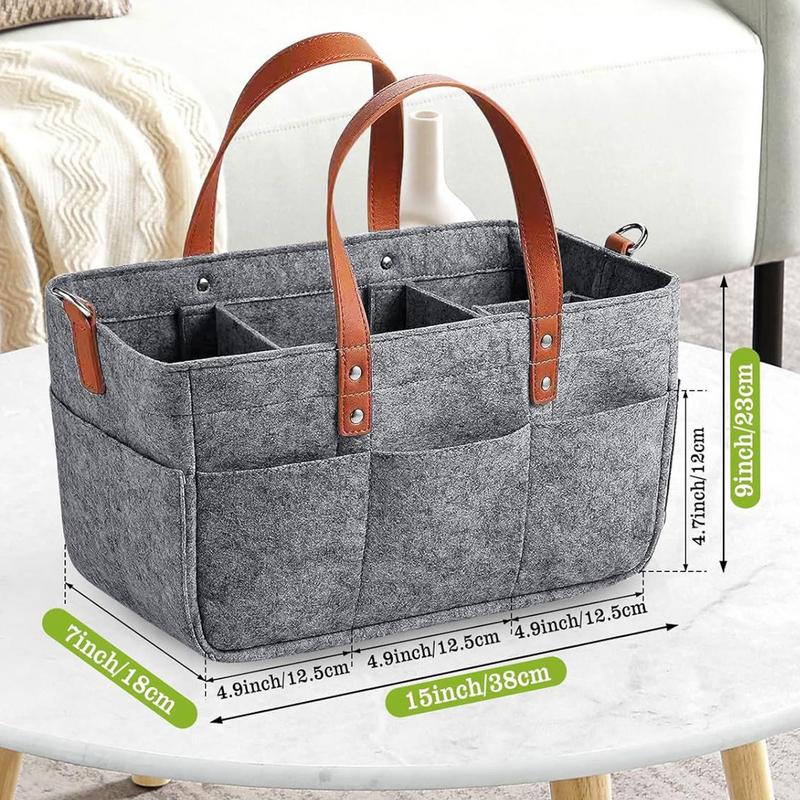 Felt Storage Bins Large Portable Market Basket With Shoulder Strap Home & Kitchen Organization For Foraging Food Family Picnic